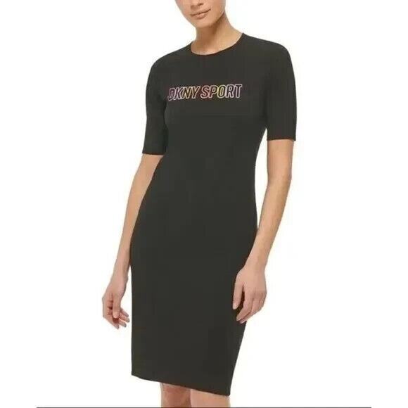 Dkny Sport Women's Ombre Logo Crewneck Short Sleeves Pullover Dress Sz XS NWT - Picture 1 of 6